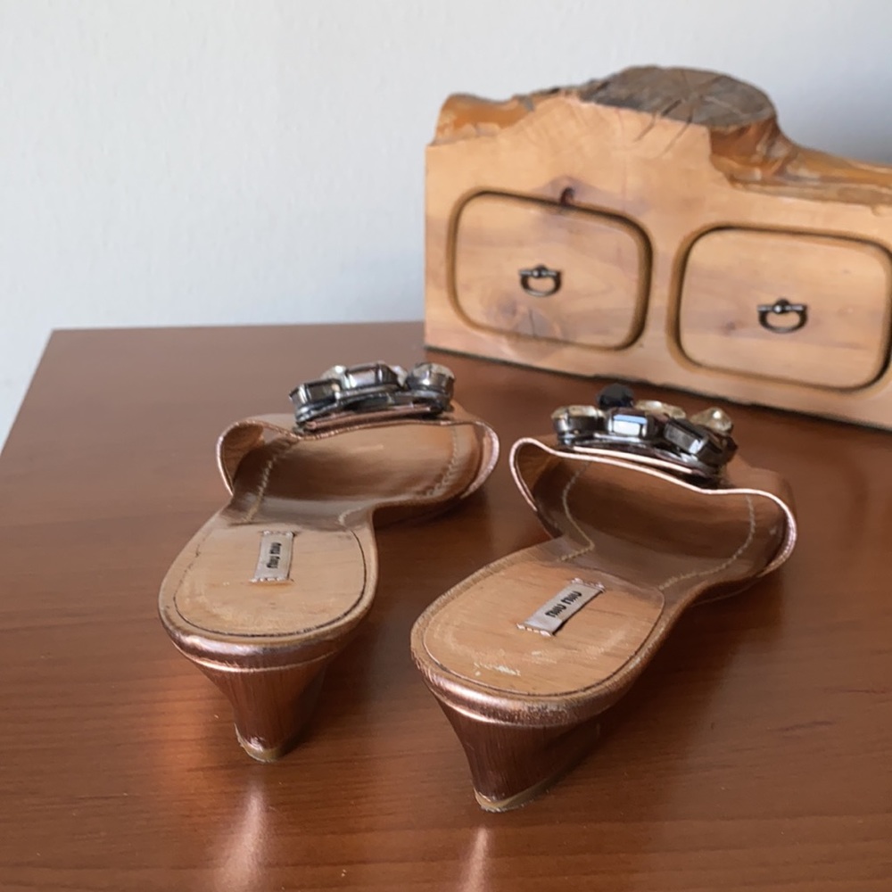 Miu Miu Bronze Jeweled Sandals - Picture 3 of 8